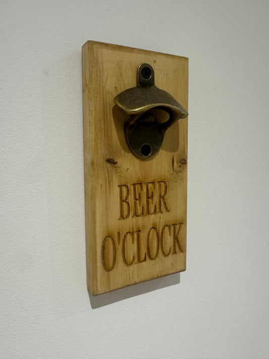 Oak stain bottle opener - Beer O'Clock