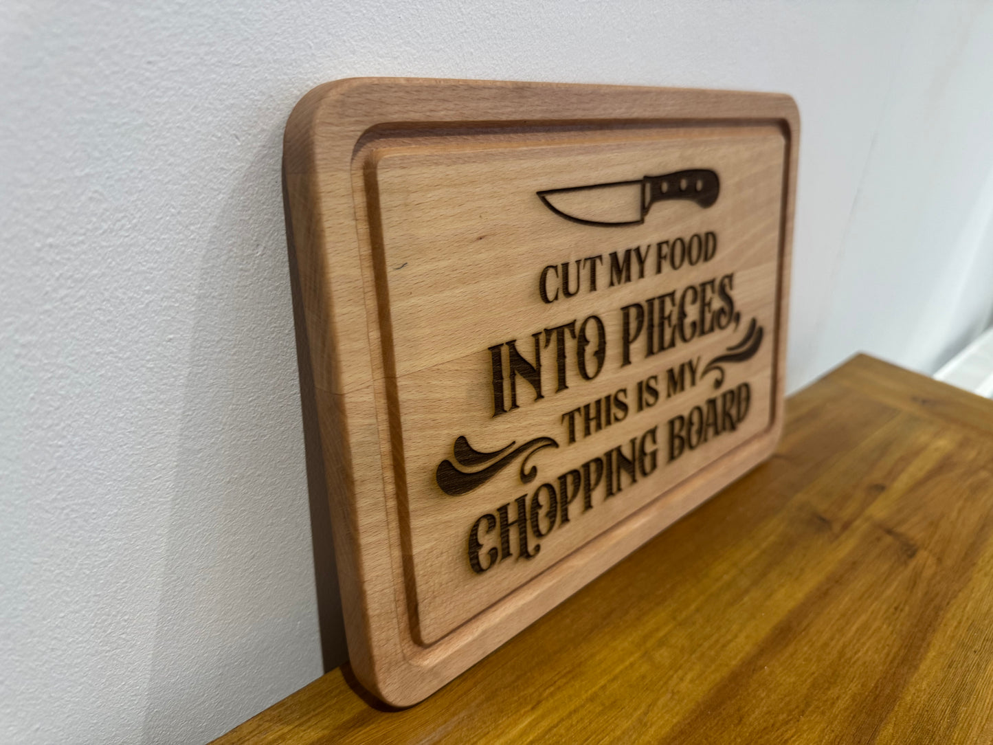 Cut my food into pieces this is my chopping board, Cutting board. Gift, birthday, anniversary, wedding, fathers day, mothers day