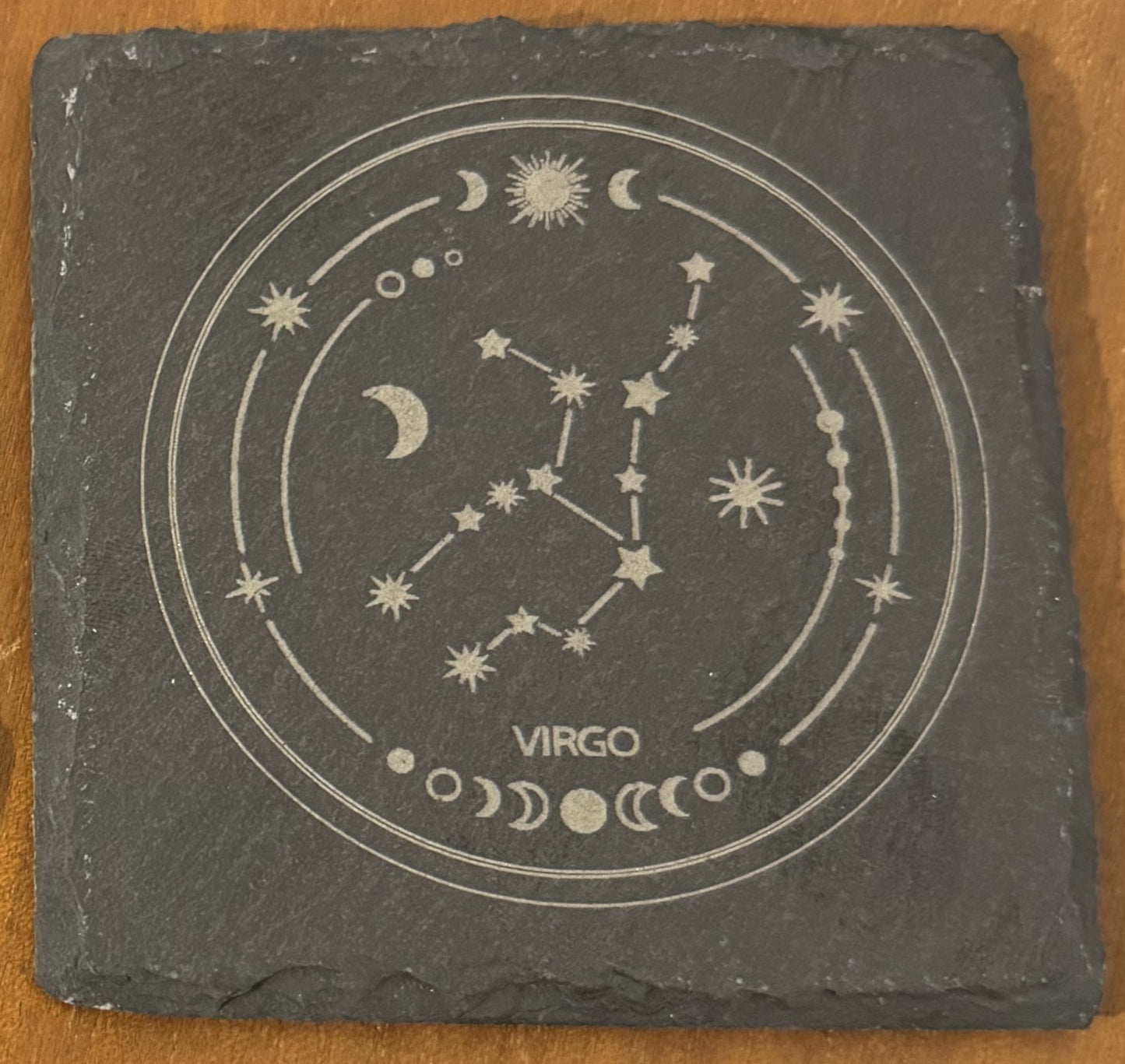 Zodiac coaster. Star sign Laser engraved. Gift, Wedding, Anniversary, Birthday, Christmas