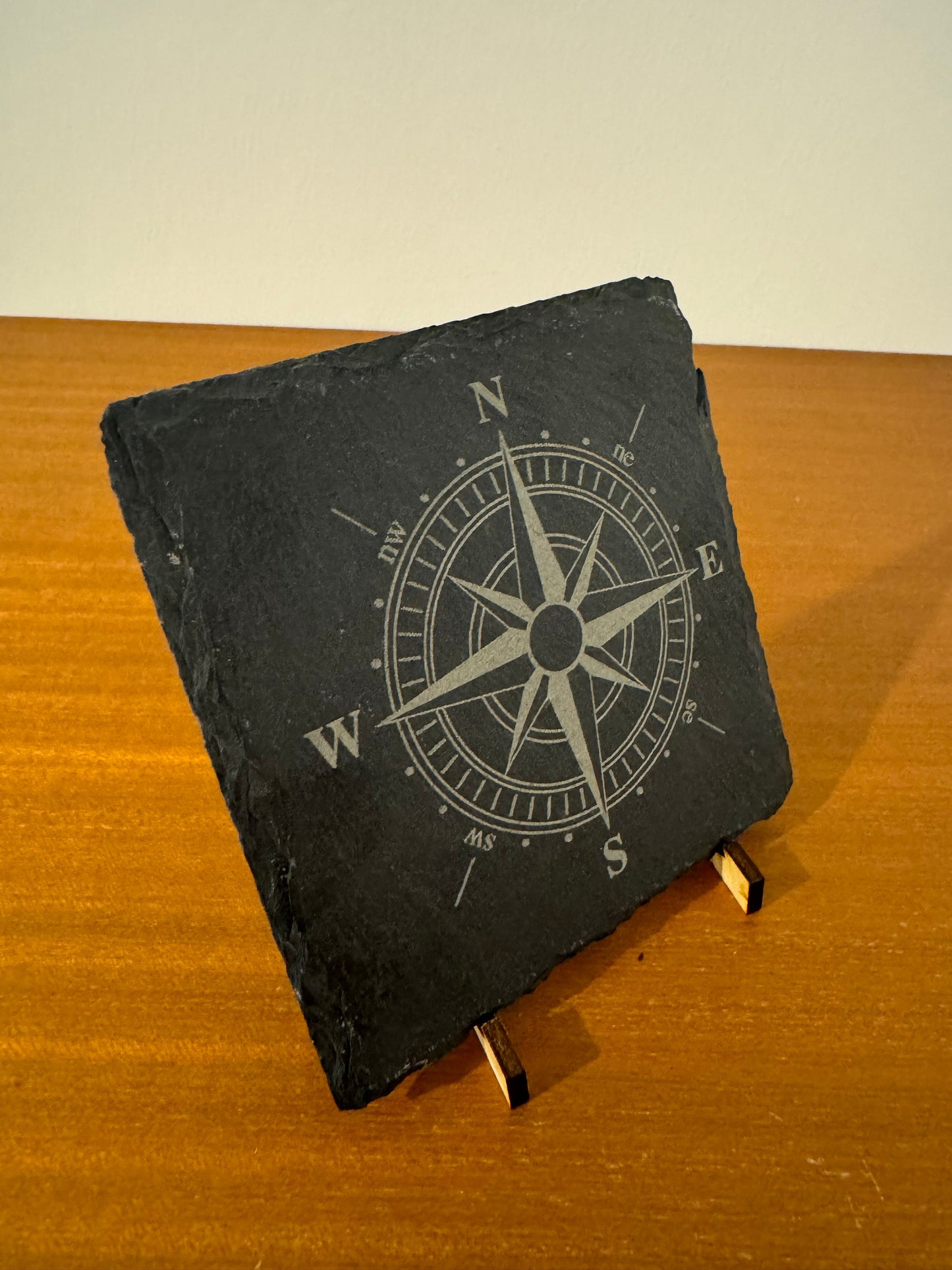 Compass coaster. Laser engraved. Gift, Wedding, Anniversary, Birthday, Christmas