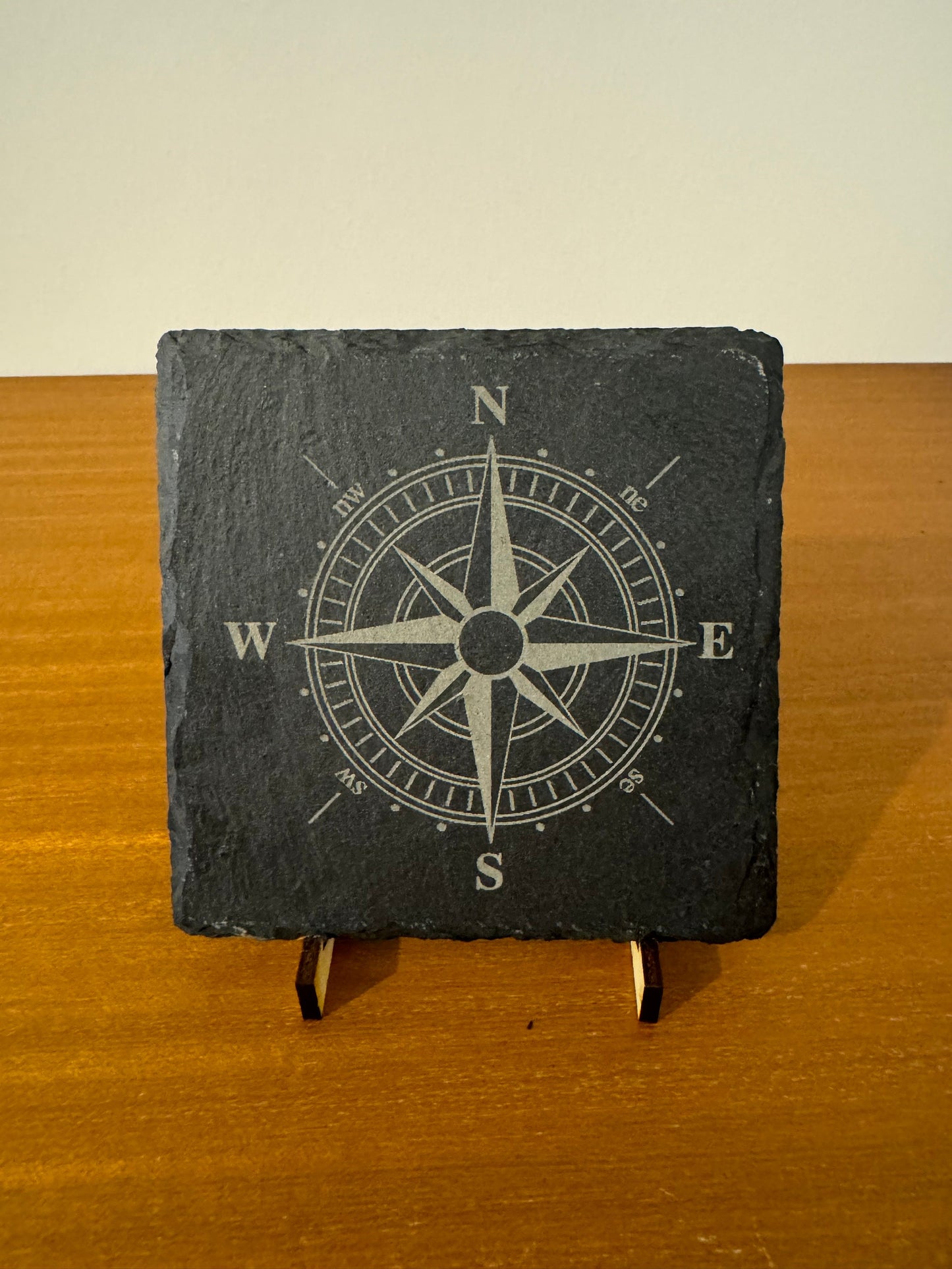 Compass coaster. Laser engraved. Gift, Wedding, Anniversary, Birthday, Christmas