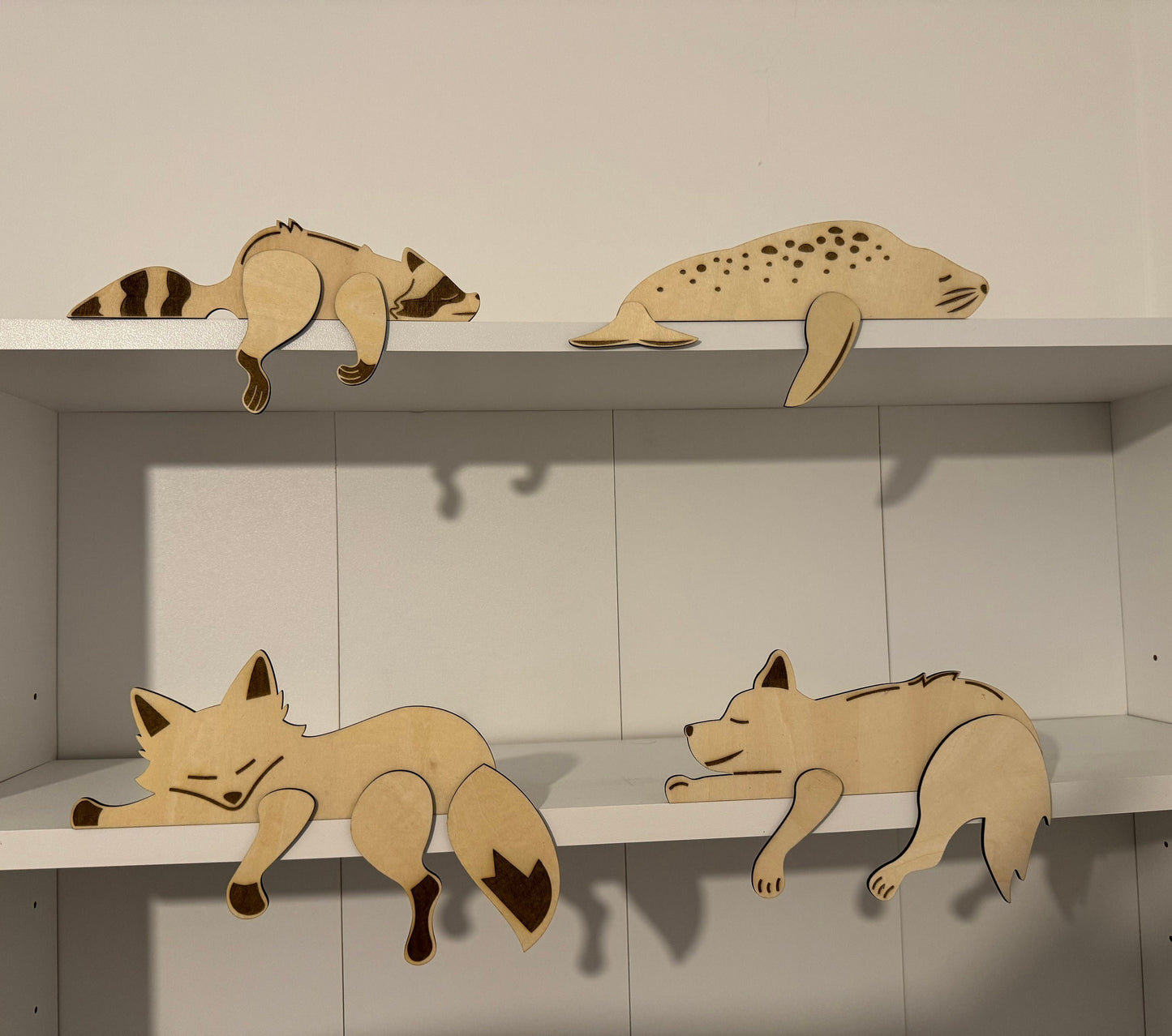 Animal shelf sitters, ornaments, bookshelf, kids, birthday, gifts, Christmas, bedroom, decorations, teacher, classroom.