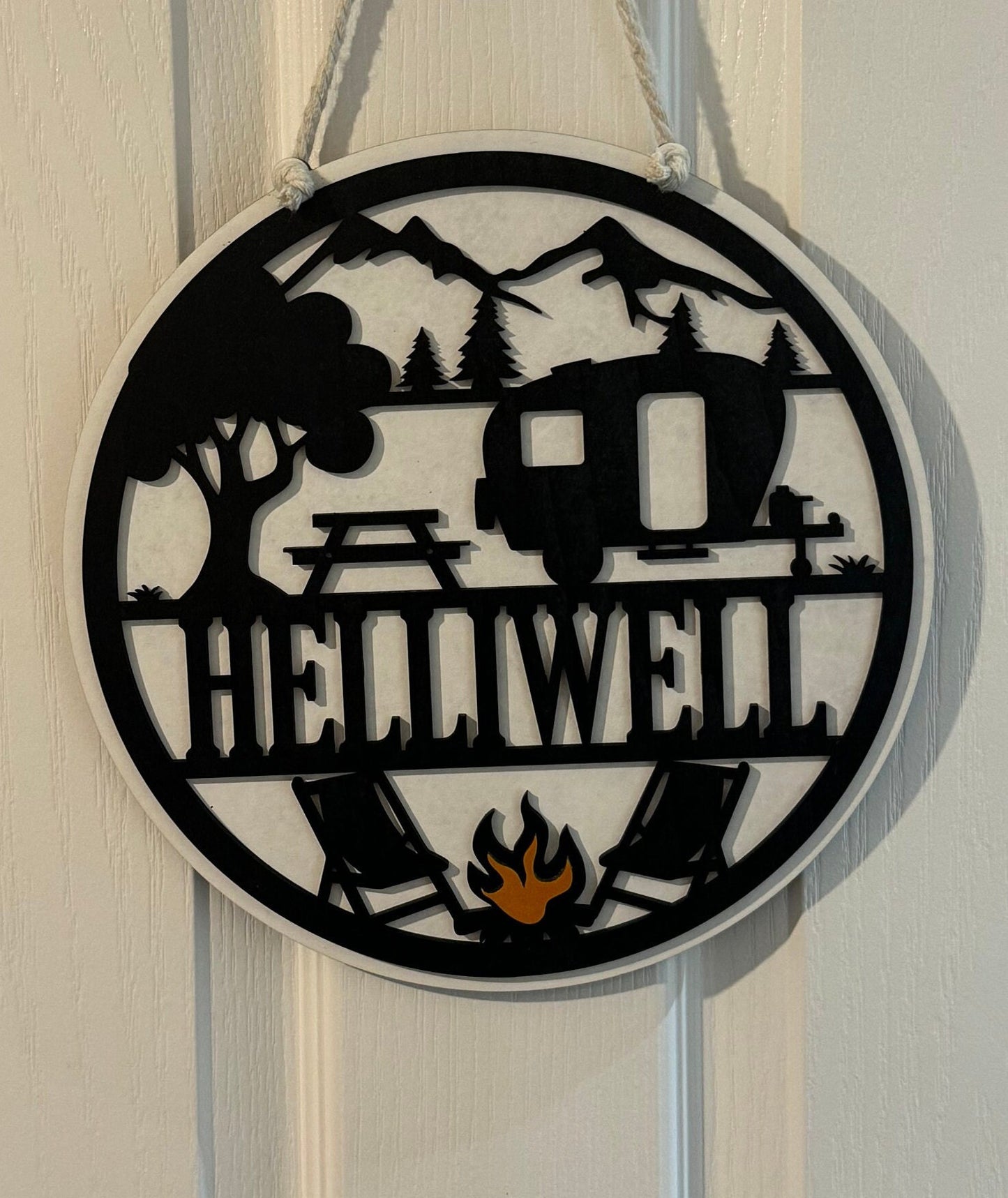 Caravan sign, camping, family, name, gift, birthday, Christmas, Mother’s Day, Father’s Day, surname