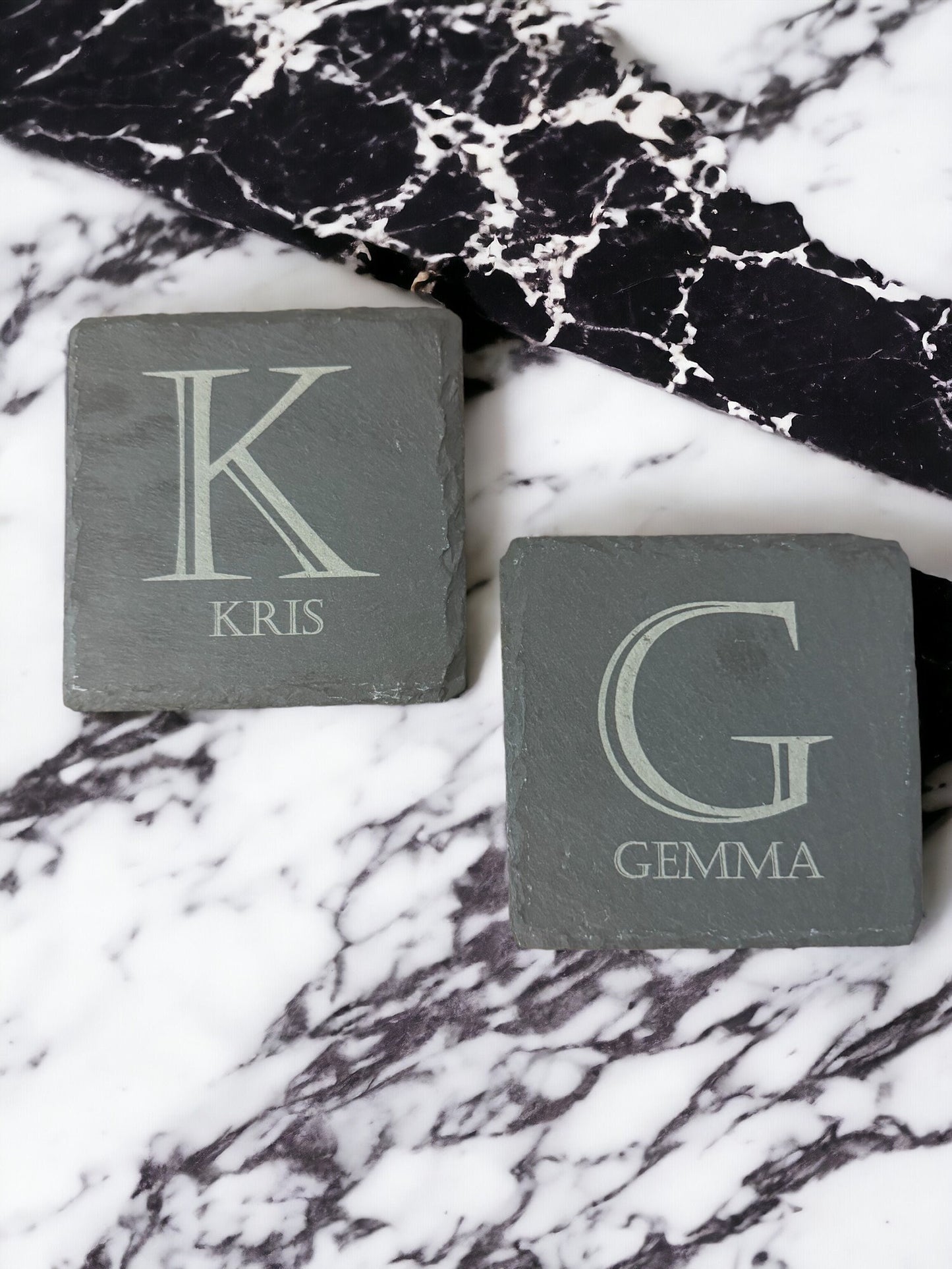 Letter and name coaster. Laser engraved. Gift, Wedding, Anniversary, Birthday, Christmas