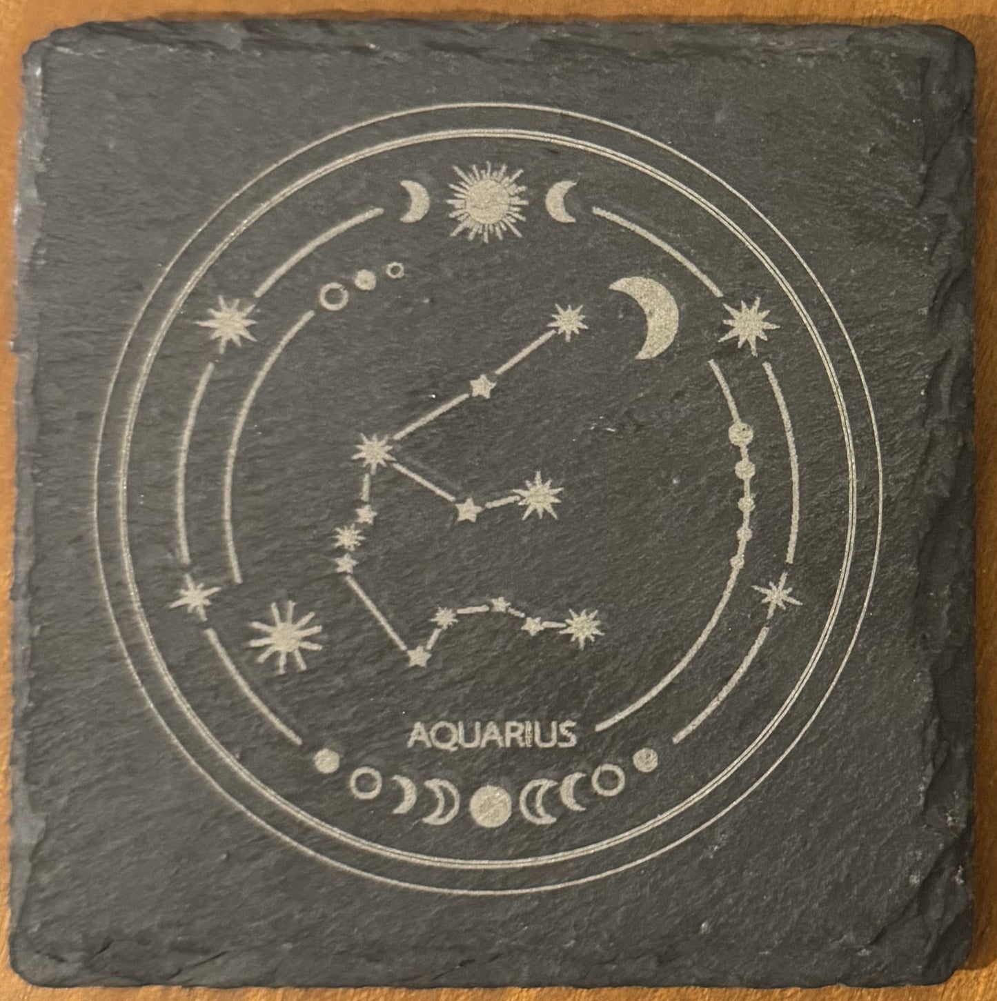 Zodiac coaster. Star sign Laser engraved. Gift, Wedding, Anniversary, Birthday, Christmas