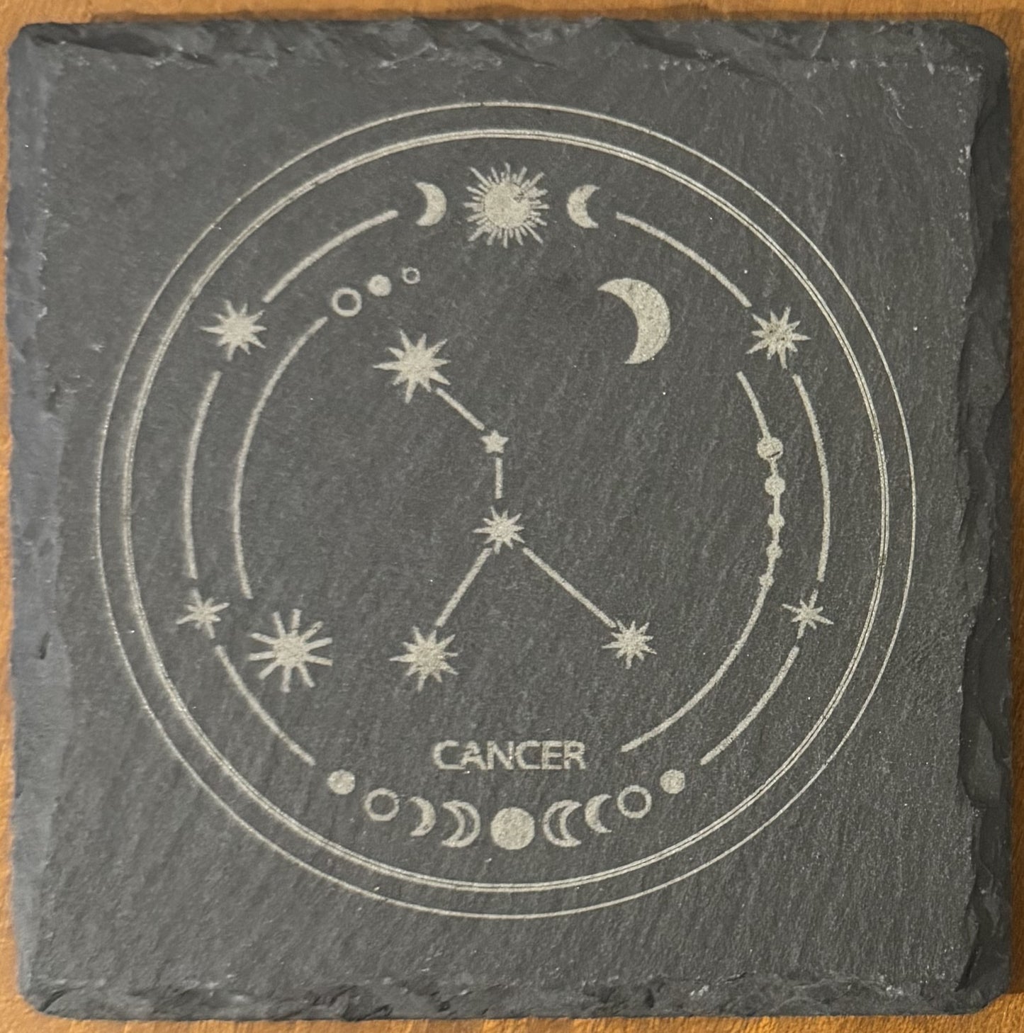 Zodiac coaster. Star sign Laser engraved. Gift, Wedding, Anniversary, Birthday, Christmas