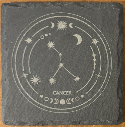 Zodiac coaster. Star sign Laser engraved. Gift, Wedding, Anniversary, Birthday, Christmas