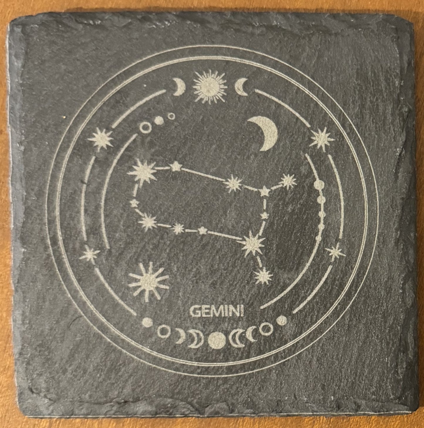 Zodiac coaster. Star sign Laser engraved. Gift, Wedding, Anniversary, Birthday, Christmas