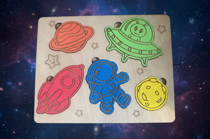 Wooden puzzle board - Space theme