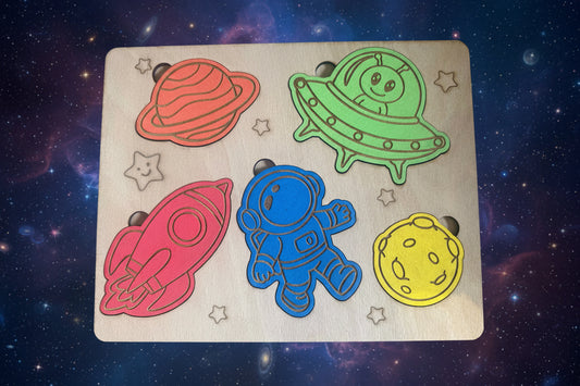 Wooden puzzle board - Space theme