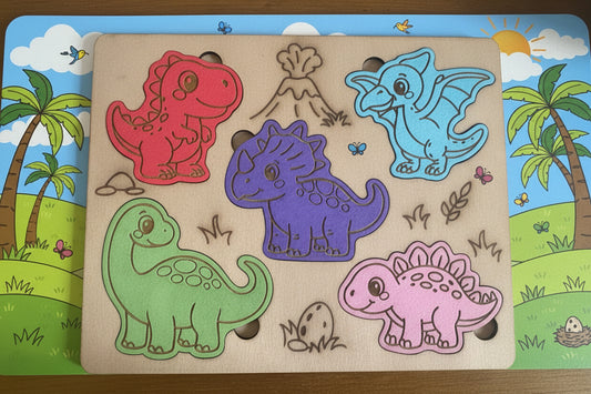 Wooden puzzle board - Dinosaur theme