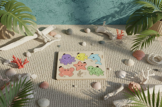 Wooden puzzle board - Sea animal theme