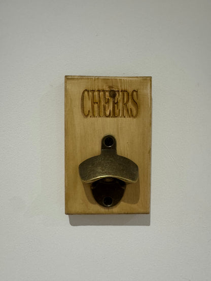 Oak stain bottle opener - Cheers