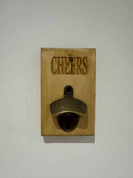 Oak stain bottle opener - Cheers