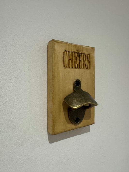 Oak stain bottle opener - Cheers