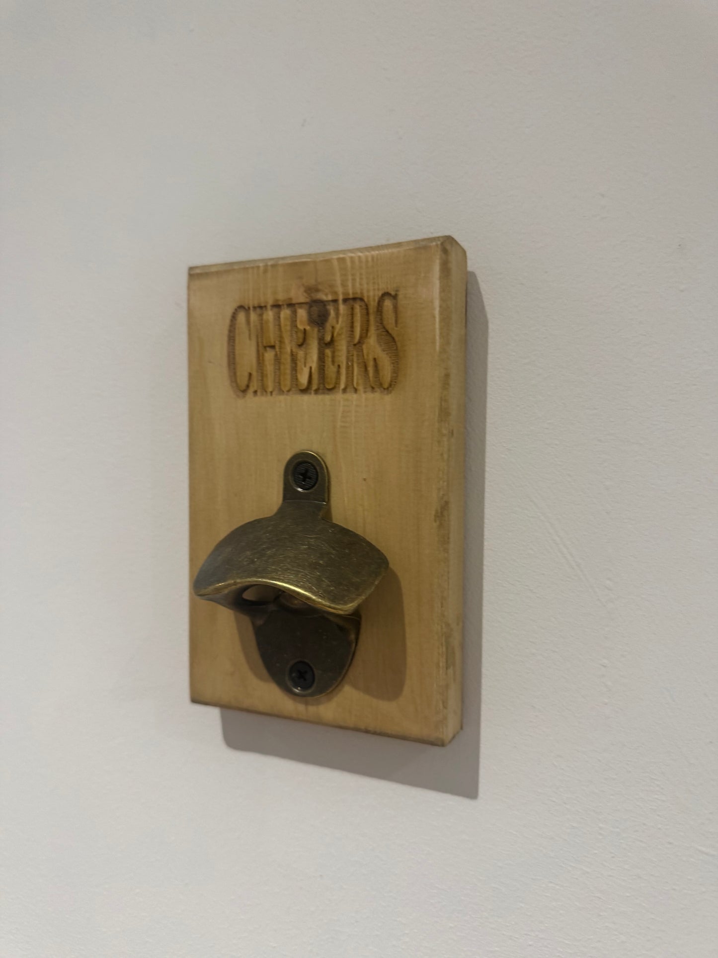 Oak stain bottle opener - Cheers