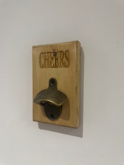 Oak stain bottle opener - Cheers