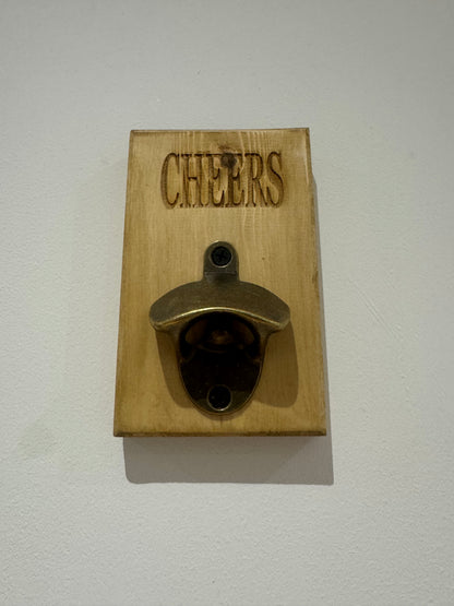 Oak stain bottle opener - Cheers
