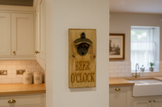 Oak stain bottle opener - Beer O'Clock