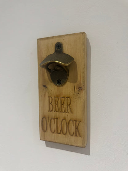 Oak stain bottle opener - Beer O'Clock