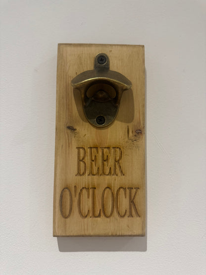 Oak stain bottle opener - Beer O'Clock
