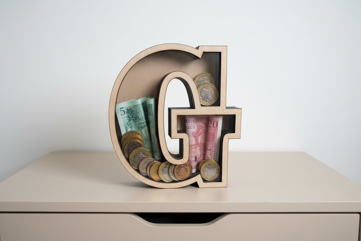Wooden money box - acrylic front