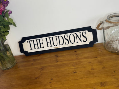 Personalised street sign | Family name sign | Indoor sign