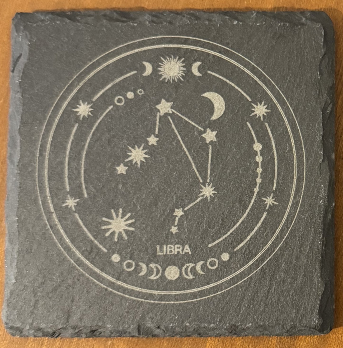 Zodiac coaster. Star sign Laser engraved. Gift, Wedding, Anniversary, Birthday, Christmas