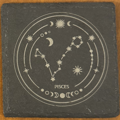 Zodiac coaster. Star sign Laser engraved. Gift, Wedding, Anniversary, Birthday, Christmas