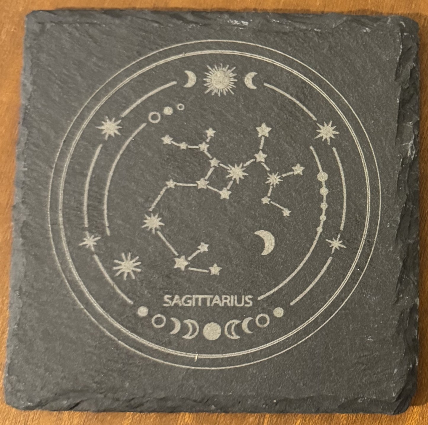 Zodiac coaster. Star sign Laser engraved. Gift, Wedding, Anniversary, Birthday, Christmas