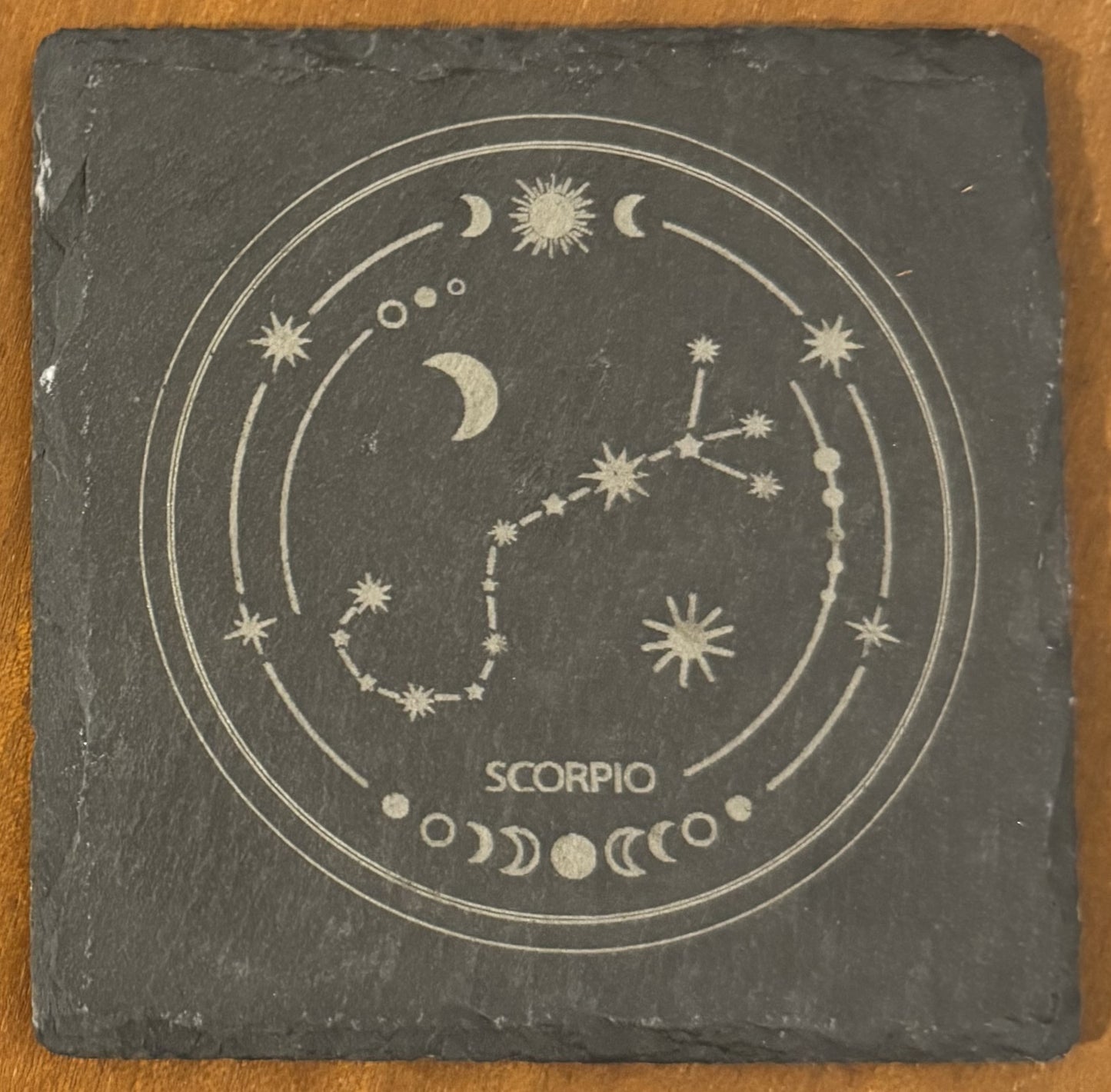 Zodiac coaster. Star sign Laser engraved. Gift, Wedding, Anniversary, Birthday, Christmas