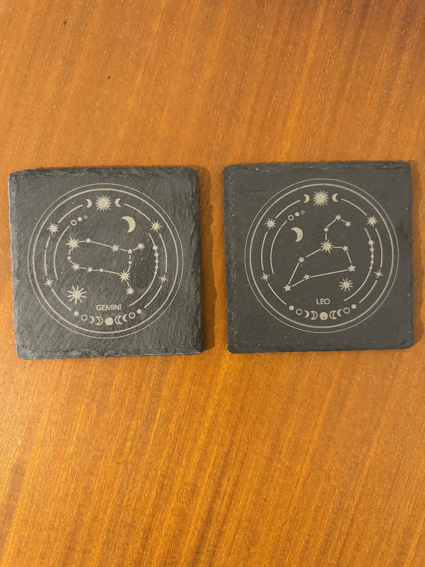 Zodiac coaster. Star sign Laser engraved. Gift, Wedding, Anniversary, Birthday, Christmas