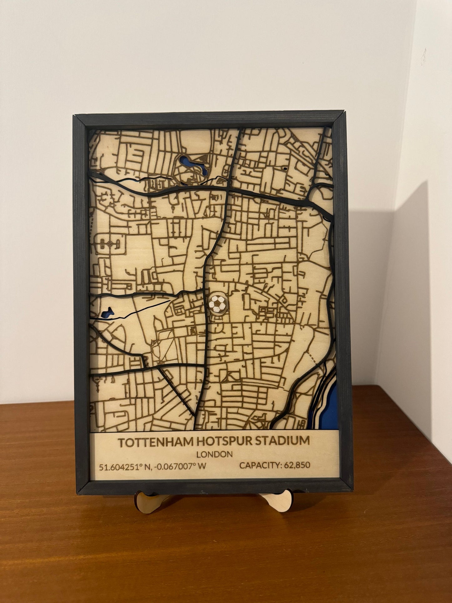 Wooden Tottenham Hotspur stadium 3D map. Football, Gift, birthday, anniversary, Father’s Day, valentines, wedding
