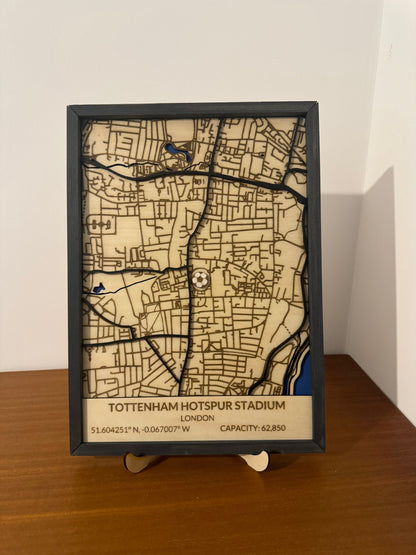 Wooden Tottenham Hotspur stadium 3D map. Football, Gift, birthday, anniversary, Father’s Day, valentines, wedding