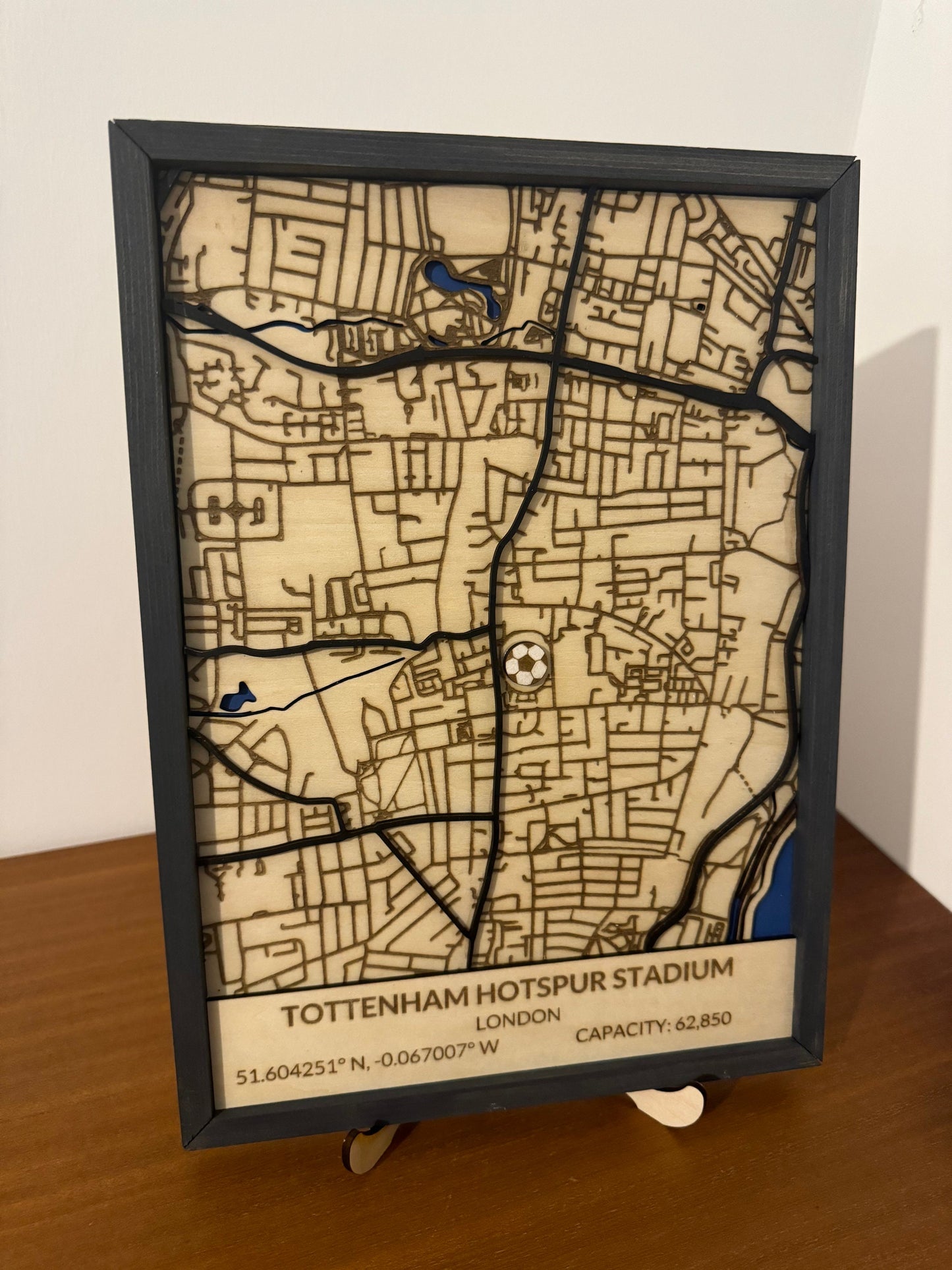 Wooden Tottenham Hotspur stadium 3D map. Football, Gift, birthday, anniversary, Father’s Day, valentines, wedding