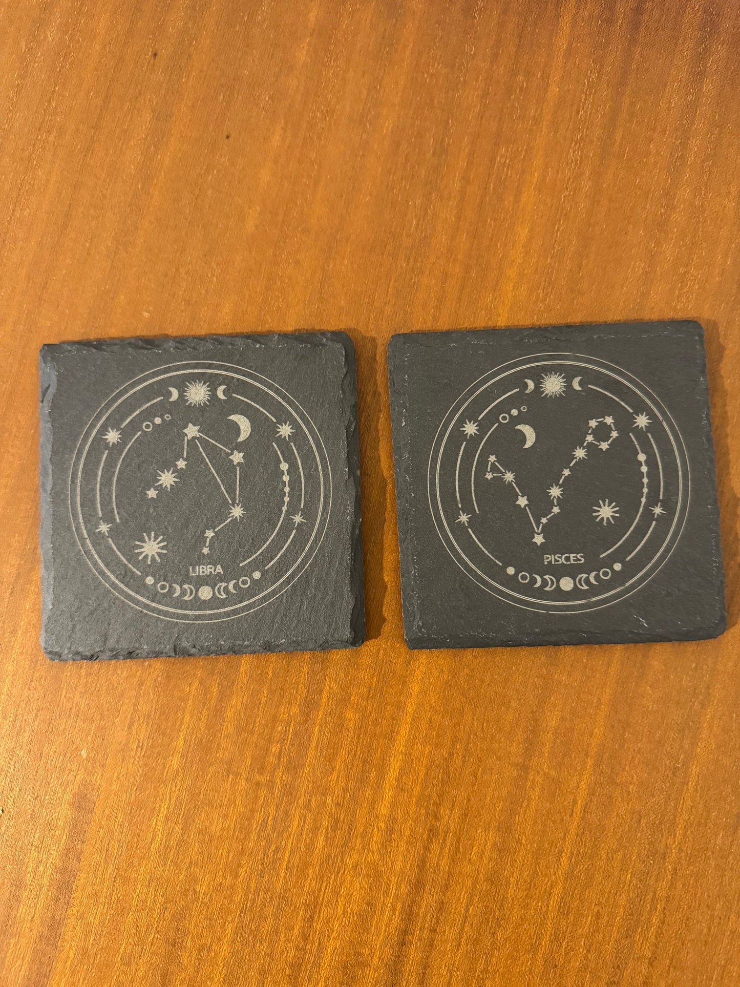 Zodiac coaster. Star sign Laser engraved. Gift, Wedding, Anniversary, Birthday, Christmas
