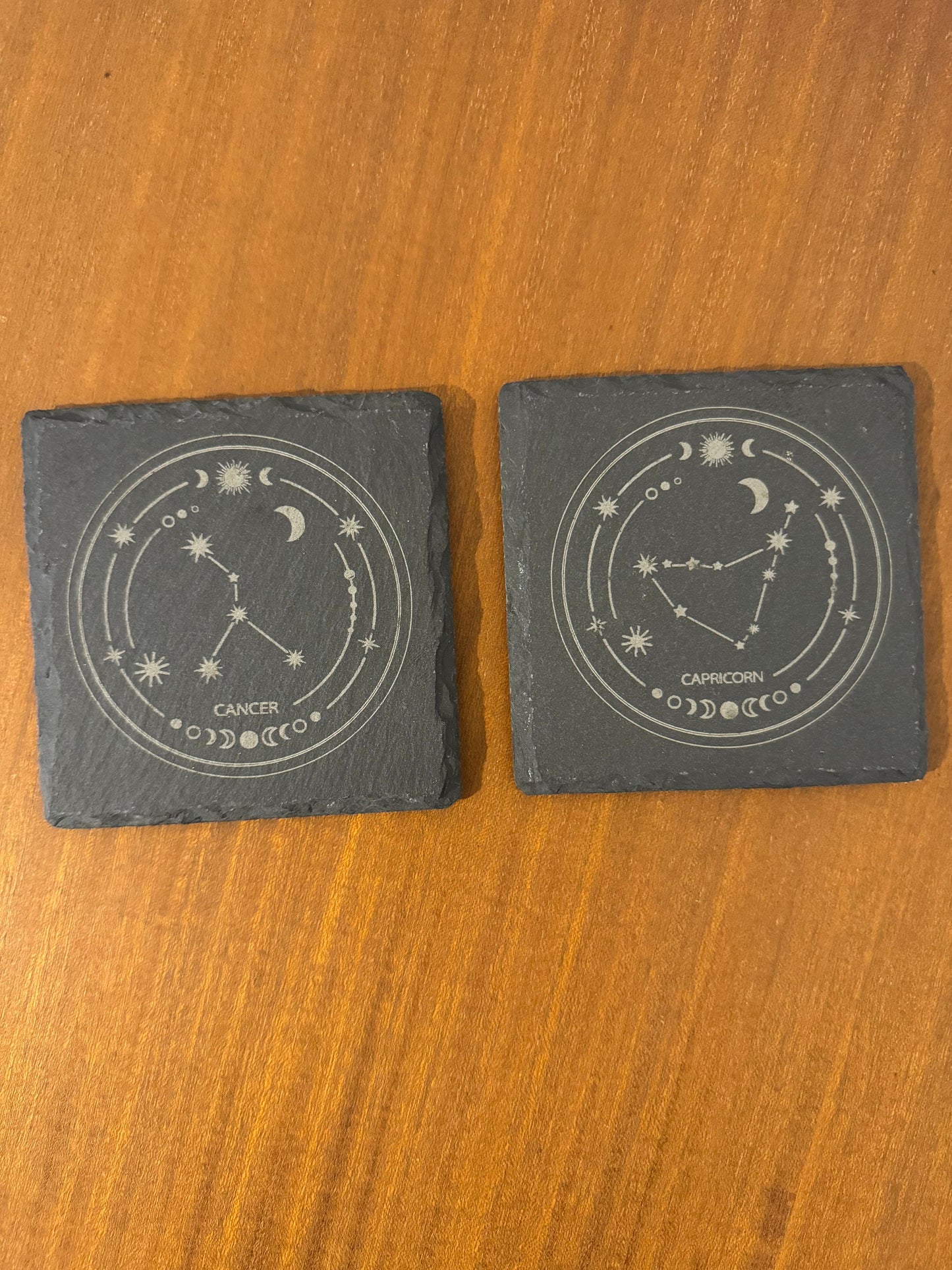 Zodiac coaster. Star sign Laser engraved. Gift, Wedding, Anniversary, Birthday, Christmas
