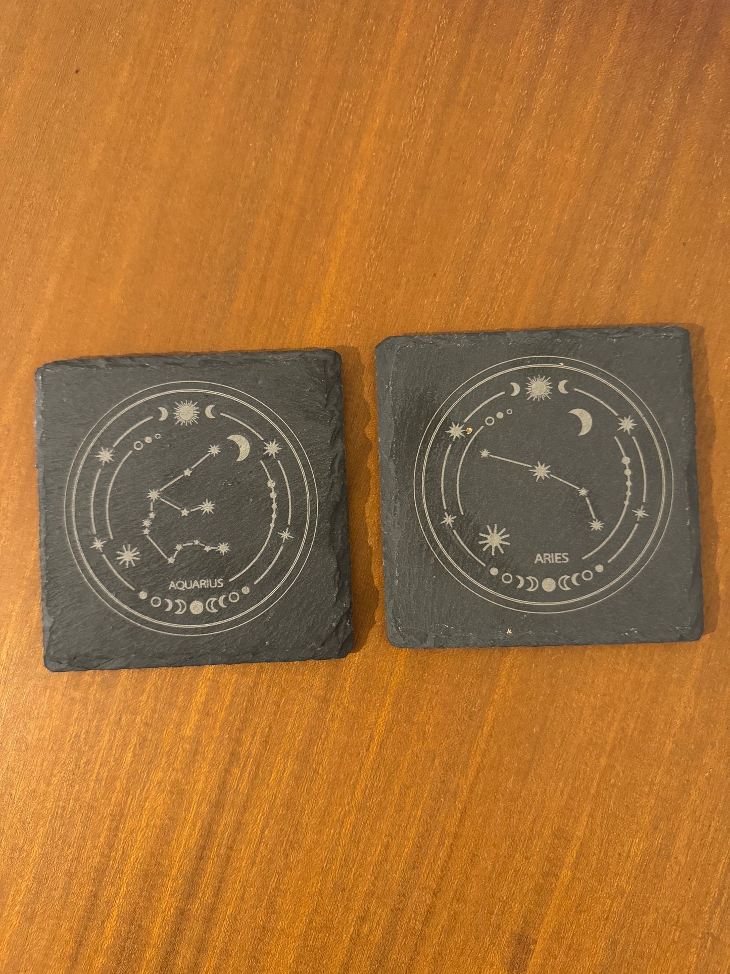 Zodiac coaster. Star sign Laser engraved. Gift, Wedding, Anniversary, Birthday, Christmas