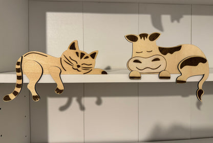 Animal shelf sitters, ornaments, bookshelf, kids, birthday, gifts, Christmas, bedroom, decorations, teacher, classroom.