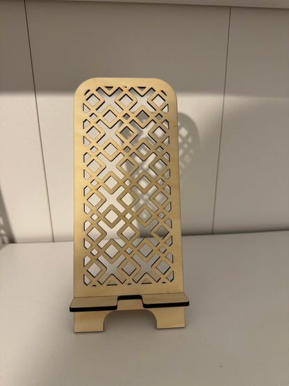 Laser pattern phone stand, iPhone, android, teenagers, office, patterns, gifts, birthday, Christmas