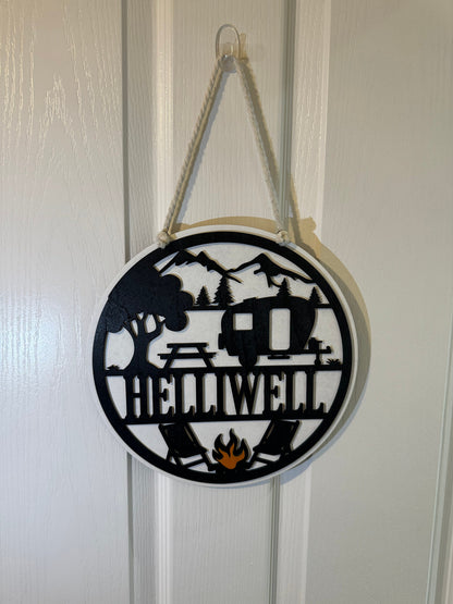Caravan sign, camping, family, name, gift, birthday, Christmas, Mother’s Day, Father’s Day, surname