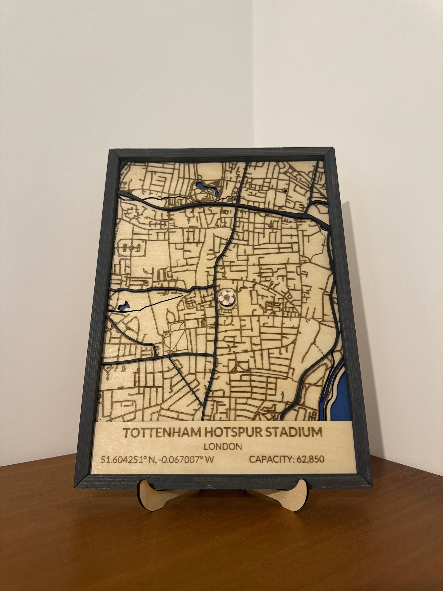 Wooden Tottenham Hotspur stadium 3D map. Football, Gift, birthday, anniversary, Father’s Day, valentines, wedding