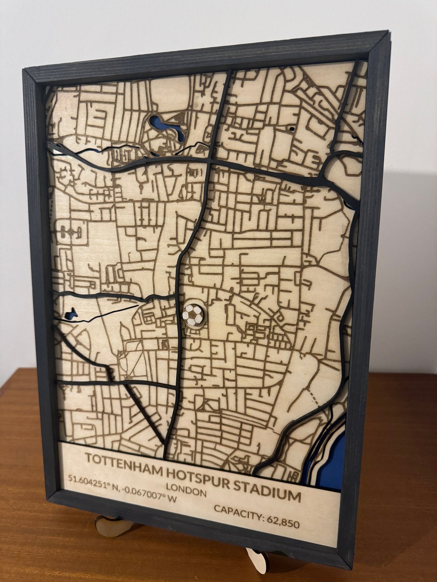Wooden Tottenham Hotspur stadium 3D map. Football, Gift, birthday, anniversary, Father’s Day, valentines, wedding