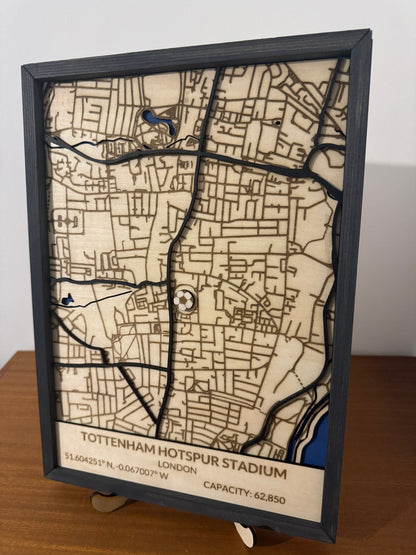 Wooden Tottenham Hotspur stadium 3D map. Football, Gift, birthday, anniversary, Father’s Day, valentines, wedding