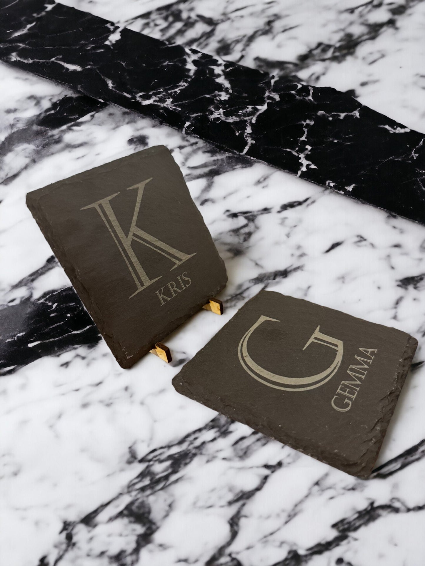 Letter and name coaster. Laser engraved. Gift, Wedding, Anniversary, Birthday, Christmas