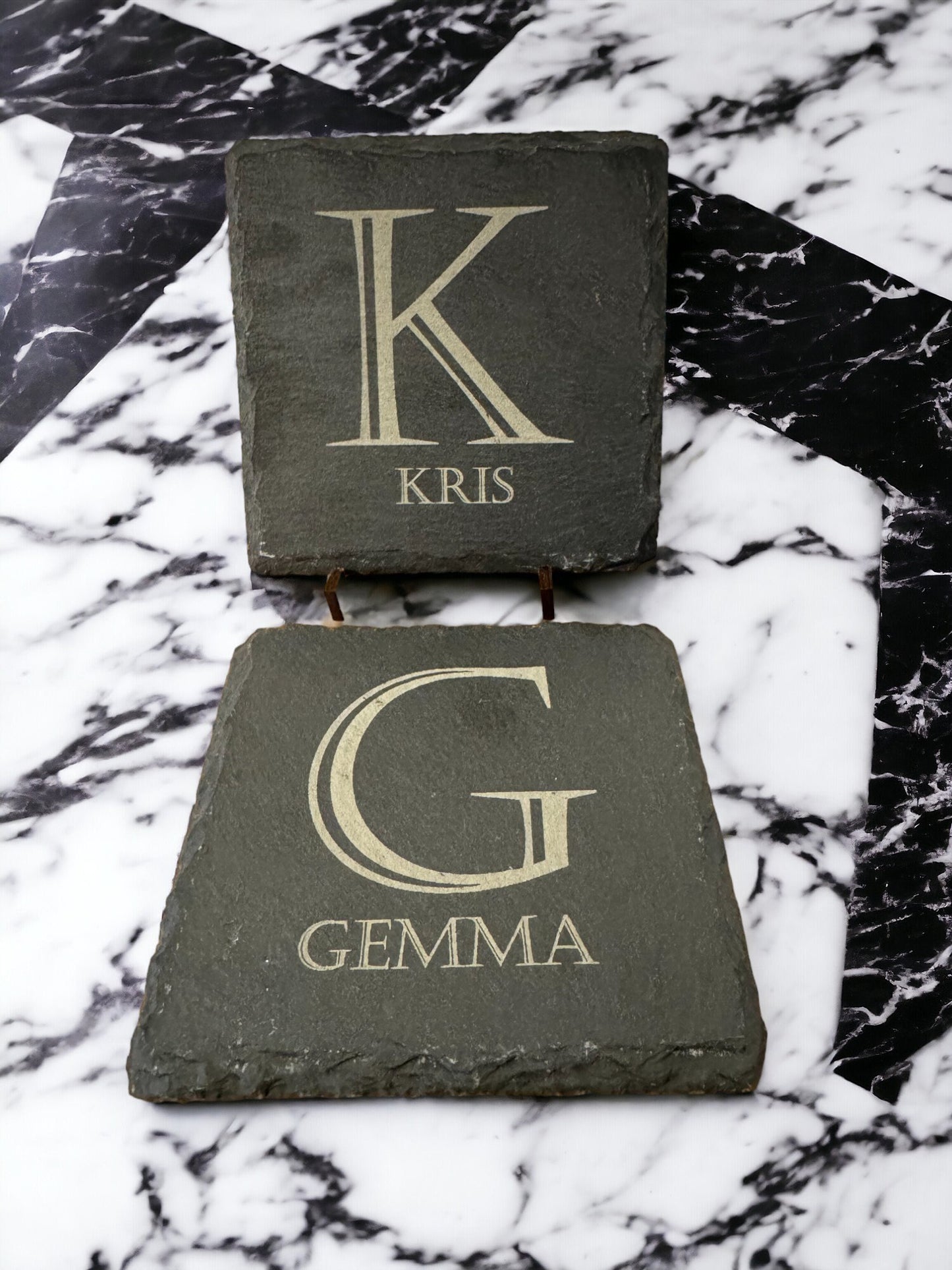 Letter and name coaster. Laser engraved. Gift, Wedding, Anniversary, Birthday, Christmas